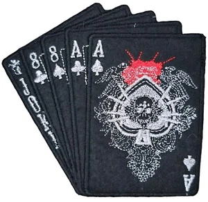 ACE OF SPADE DEAD MANS HAND BLACK OPS TACTICAL ARMY HOOK MORAL PATCH - Bild 1 von 2