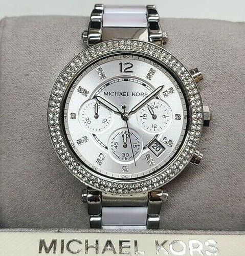 Orologio Donna Cronografo Michael Kors MK6354 Parker Quadrante Argento Acciaio Inox