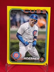 2024 Topps Series 1 Nico Hoerner Yellow Parallel - Chicago Cubs - Picture 1 of 2
