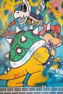 Tableau Mario street art sur toile "Bowser's fight " de CaronArt - Photo 1/7