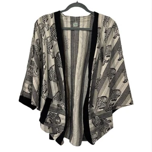 VTG Asian Motif Fish Handmade Baggy Kimono Jacket Pockets - Picture 1 of 4
