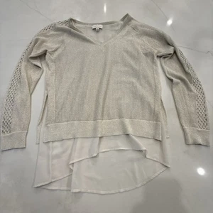 Suéter Top Lucky Brand S Dobladillo Transparente Tejido Metálico Beige Aspecto en Capas - Imagen 1 de 13