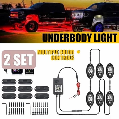 2 CONJUNTO RGB LED Luces de Rock Música Offroad Inalámbricas Bluetooth Luces de Neón Resplandecientes Foto 1 de 4