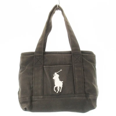 Polo Ralph Lauren сумка с короткими ручками Дамская сумка холст большой пони логотип вышивка хаки / Ck16 - Изображение 1 из 4