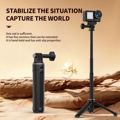 Camera Mini Tripod Selfie Stick Extendable Stand For DJI Insta360 GoPro Base - Image 1 of 4