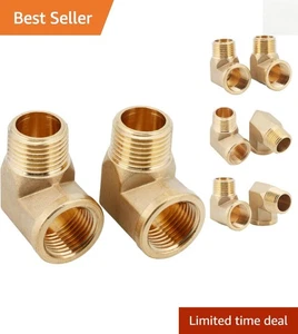Robuste 1/2" NPT Messing Winkel Rohrverschraubungen - 2 Stück für flexible Verbindungen - Bild 1 von 7