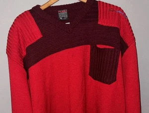 FUBU Pullover Herren XXL rot Strick Logo Pulli Sweater Hip Hop Y2K mit Fronttasche - Bild 1 von 10