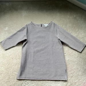 Coldwater Creek Beige & Black Striped Pullover Tunic Sweater - Sz L (14) - EUC - Picture 1 of 6