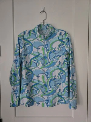 Pullover IBKUL Karin Periwinkle 1/4 Cremallera Top Malla Manga Larga Para Mujer Talla L” Foto 1 de 4