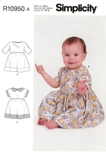 Babies' Gathered Dress Sewing Pattern R10950 New Uncut FF Sizes XS-L 2 Options - Picture 1 of 2