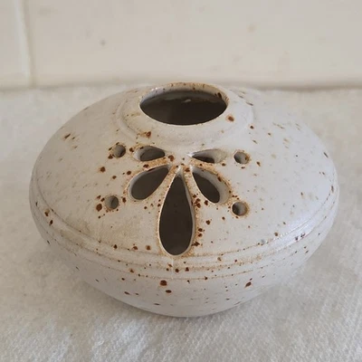 Vintage Jon & Heather Cheney Studio Pottery Stoneware Pot Pourri Vase 3.5" - Image 1 of 4