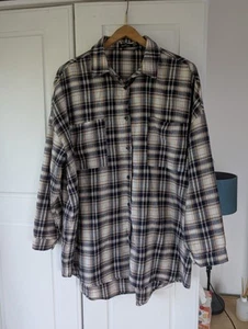 Oversized plaid Cotton Shirt Size 10 Bohoo - Picture 1 of 3