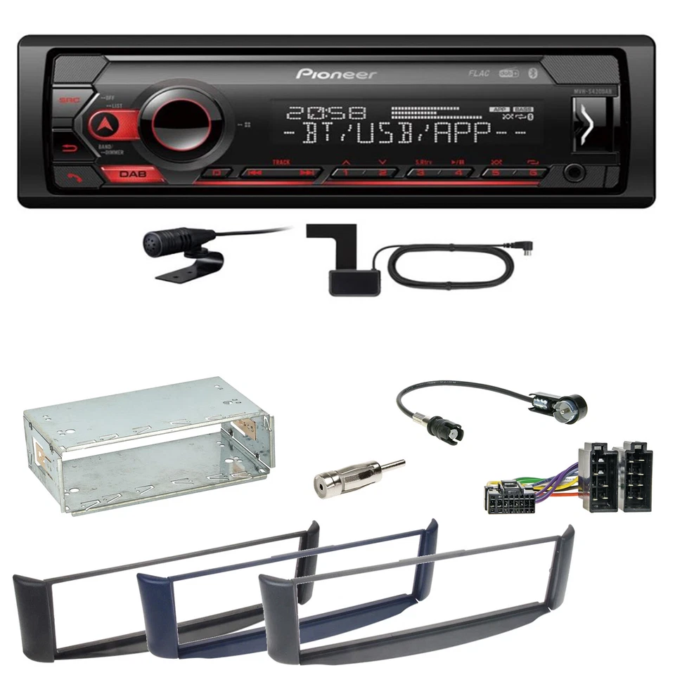 Pioneer MVH-S420DAB Bluetooth WAV DAB+ AUX Autoradio Einbauset Smart ForTwo 450 - Bild 1 von 1