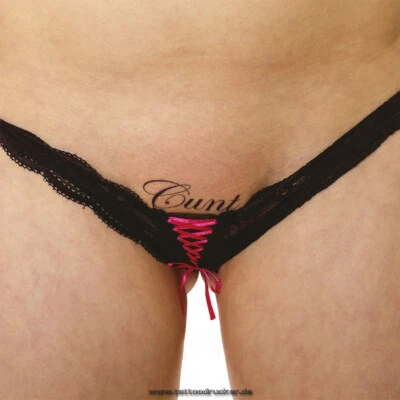 FETISH TATTOO 2 x C*nt - Kinky Fetish Temporary Tattoo Lettering in Black (2)