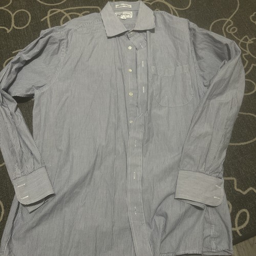 Camicia abito Burberry Of London blu a righe 100% cotone uomo 17 1 2 35 righe