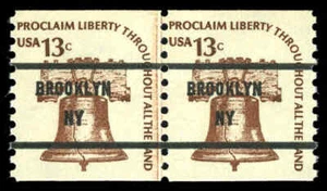 US #1618a-City 13¢ Liberty Bell línea par LP, oficina precancelada, fino NH MNH - Imagen 1 de 2
