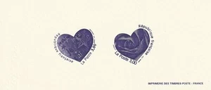 Gravure Epreuve timbre poste 1999 Les Coeurs Je t'Aime - Imagen 1 de 1