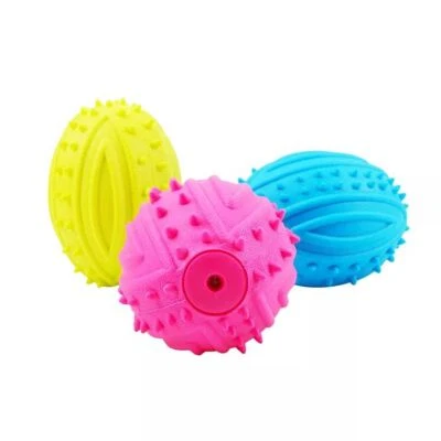 Juguete chirriante masticable para perros bola interactiva en forma de huevo juguete de limpieza de dientes Foto 1 de 4
