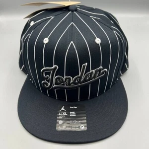 Air Jordan Pro Hat Men Large-Extra Large Black Pinstripes Jumpman Snap Back Cap - Picture 1 of 8