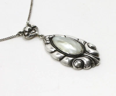 Jugendstil Kette  ° Silber Perlmutt ° Art Nouveau Necklace COLLIER um 1910 - Bild 1 von 4
