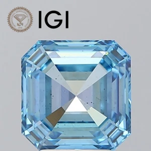 IGI Certified 3.03 Ct Fancy Intense Blue VS2 Loose Asscher Cut Lab Grown Diamond - Picture 1 of 15
