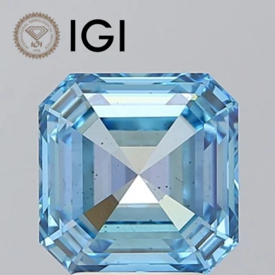 IGI Certified 3.03 Ct Fancy Intense Blue VS2 Loose Asscher Cut Lab Grown Diamond - Image 1 of 4