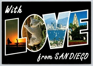 Postcard With Love from San Diego California Beach Zoo Weather Koala - Picture 1 of 2