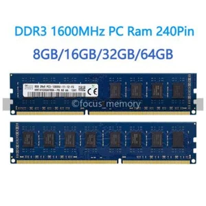 Hynix 8GB/16GB/32GB/64G Ram DDR3-1600 PC3-12800 Desktop DIMM 240pin For Dell lot - Picture 1 of 14