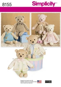 Simplicity Crafts Sewing Pattern 8155 Stuffed Bears with Clothes Toys (Simpli... - Picture 1 of 3