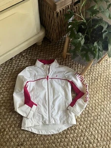 NWOT Nautica Girls White & Pink Windbreaker Jacket W/Hidden Hood in Collar M - Picture 1 of 8