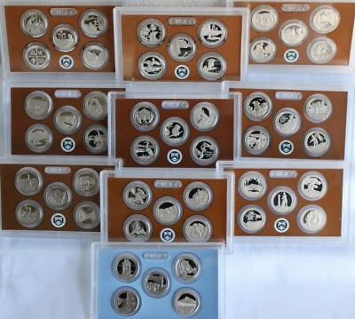 2010 S thru 2019 America the Beautiful Proof ATB 10 Set 50 Coin Park Quarter Lot - Image 1 of 4