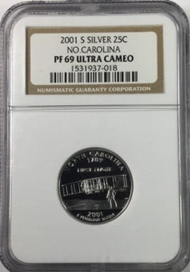 2001 S Silber N.Carolina Quarter NGC PR69 ULTRA CAMEO # - Bild 1 von 3