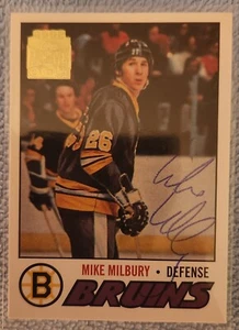 🏒MIKE MILBURY AUTOGRAPHED 2002 Topps/OpeeChee Archives #134 Boston Bruins - Picture 1 of 11