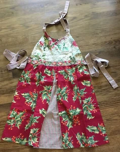 April Cornell Christmas Holiday Patchwork Mistletoe Adult Cotton Tie Apron NWOT - Picture 1 of 6