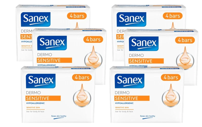 Sanex Dermo Sensitive 90g Soap Bars 6 x 4pk {24 Bars}