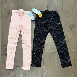 Cat & Jack Girls' 2 Piece Legging Bundle Black and Pink, Size XS (4/5) - Picture 1 of 5