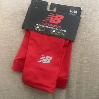 1 Pair New Balance Arm Sleeves - Youth S/M.  Light Compression - RED - RN63091 - Image 1 of 4