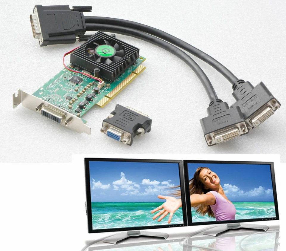 Pci Low Profile Graphics Card Matrox P650 Dual Head P65-Mddap64f 2X Monitors G24 - Image 1 of 1