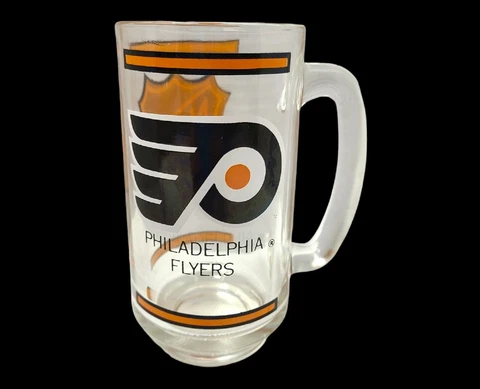 Vintage Philadelphia Flyers Mug NHL Glass Beer Mug Stein Hockey 70s Cover