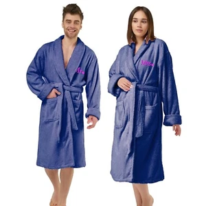 Mr and Mrs Bathrobe His and Hers Embroidered Dressing Gown Soft and Luxury Robes - Picture 1 of 28