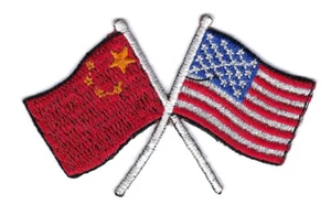USA AND CHINA CROSS FLAGS HAT FLAG PATCH SOUVENIR US GIFT PIN UP CHINESE - Picture 1 of 20