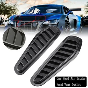 Universal Gloss Black Hood Bonnet Vent Air Flow Intake Scoop Fender Decor 2Pcs - Picture 1 of 7
