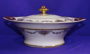 THEODORE HAVILAND LIMOGES DORA DINNERWARE COVERED CASSEROLE DISH PINK ROSES SWAG - Picture 1 of 6