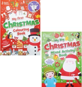 2x X LARGE CHILDRENS CHRISTMAS COLOURING MIXED ACTIVITY BOOKS - FOR BOYS GIRLS - Picture 1 of 7