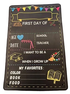 Metal Sign Child First Day of School Chalk Decoration Home Wall Art Decor 8x12in - Picture 1 of 2