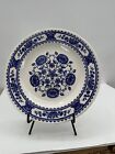 Vintage Blue Chrysanthemums on White 10" Plate Blue White China USA FLAW