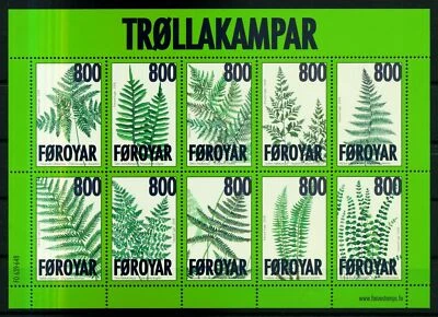 Foroyar / Faroe Islands - "PLANTS ~ TREES ~ FERNS" MNH MS Mini Sheet 2008 - Image 1 of 2