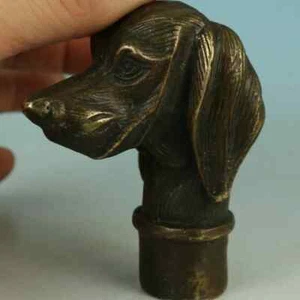 Unique China Bronze Hand-Cast Dog Walking Stick Head Gift Collection Handle Old - Picture 1 of 5