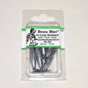 5er Pack Beau Mac Inline Senker mit Kran Wirbel 3/8oz SIL3/8 - Bild 1 von 3