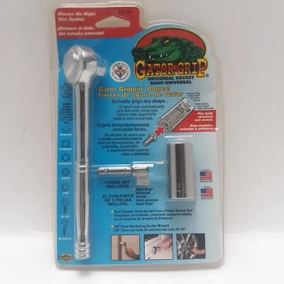 Original GATOR GRIP Universal Socket 3-Piece Set 3/8" ETC-200 NOS AS ON TV 2000 - Image 1 of 4